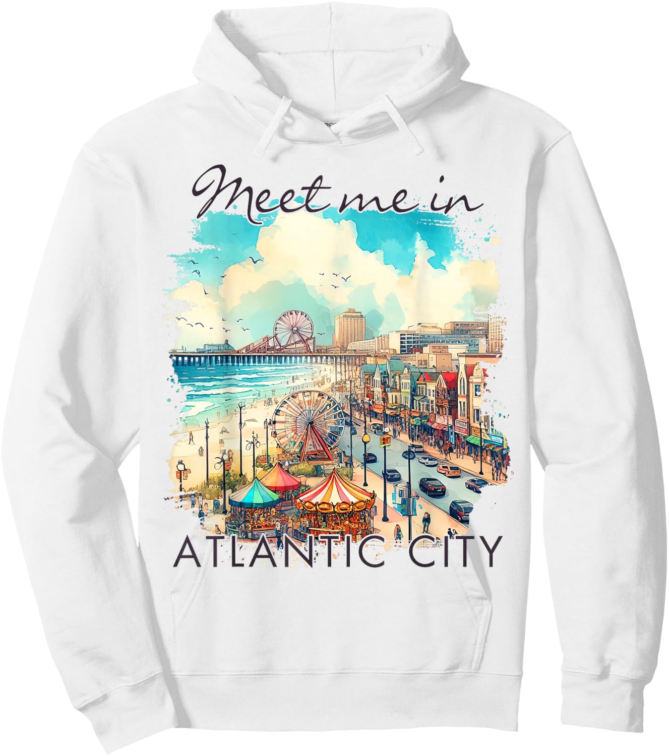 Atlantic City New Jersey Travel Trip Meet Me In Atlantic Cit Hoodie - Hoodie | White