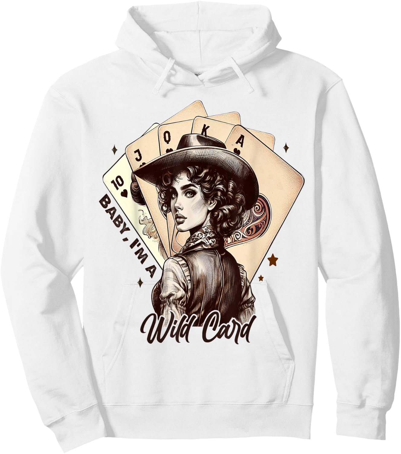 Cowgirl Poker Cards Wild Card Retro Southern Cowgirl Women Hoodie - Hoodie | White