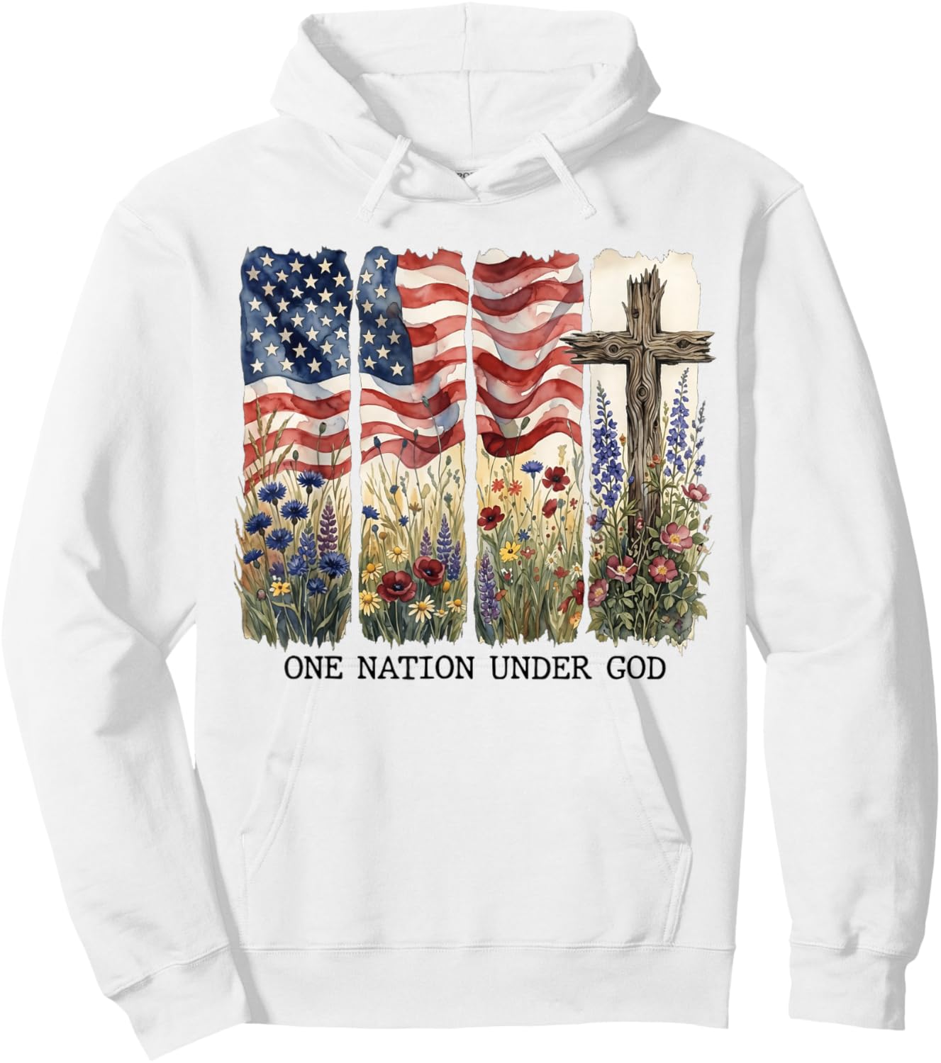 One Nation Under God 4th of July Jesus Patriotic Christian Hoodie - Hoodie | White
