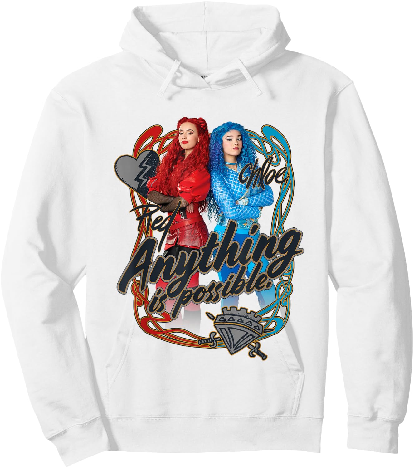 Disney Descendants Red Chloe Anything is Possible Chest Logo Hoodie - Hoodie | White