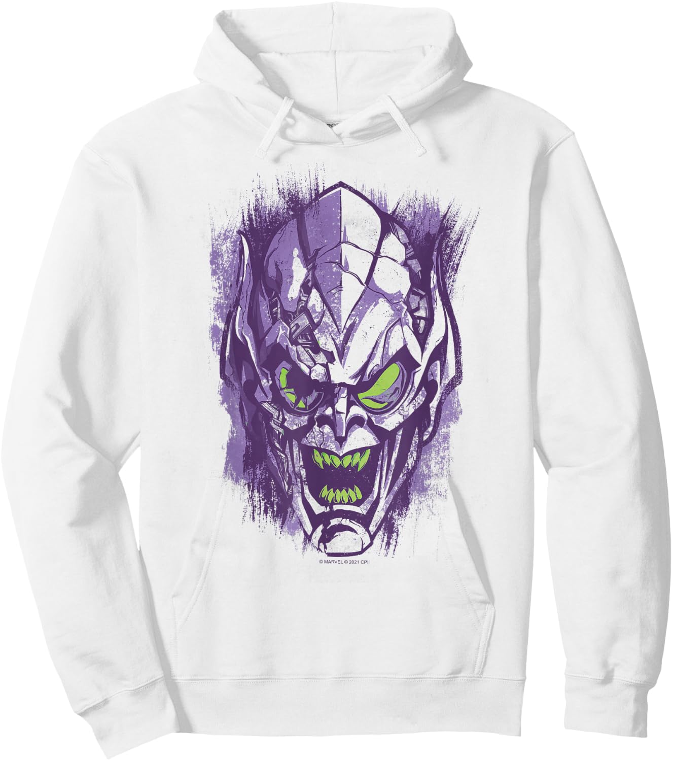 Marvel Spider-Man: No Way Home Green Goblin Face Green Hoodie - Hoodie | White