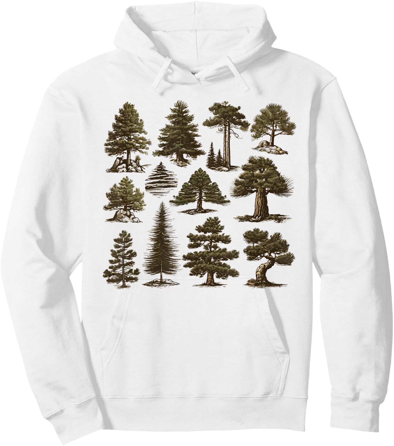 Retro Pine Tree Vintage Collage Hoodie - Hoodie | White