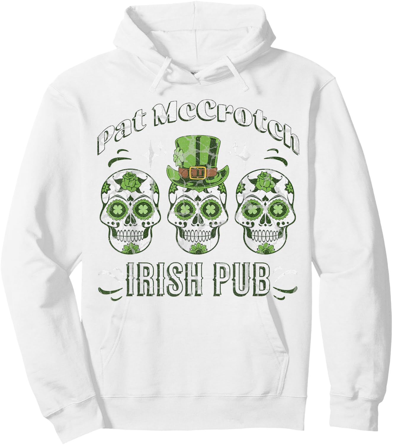 Pat McCrotch Irish Pub Adult Funny St. Patricks Day Hoodie - Hoodie | White