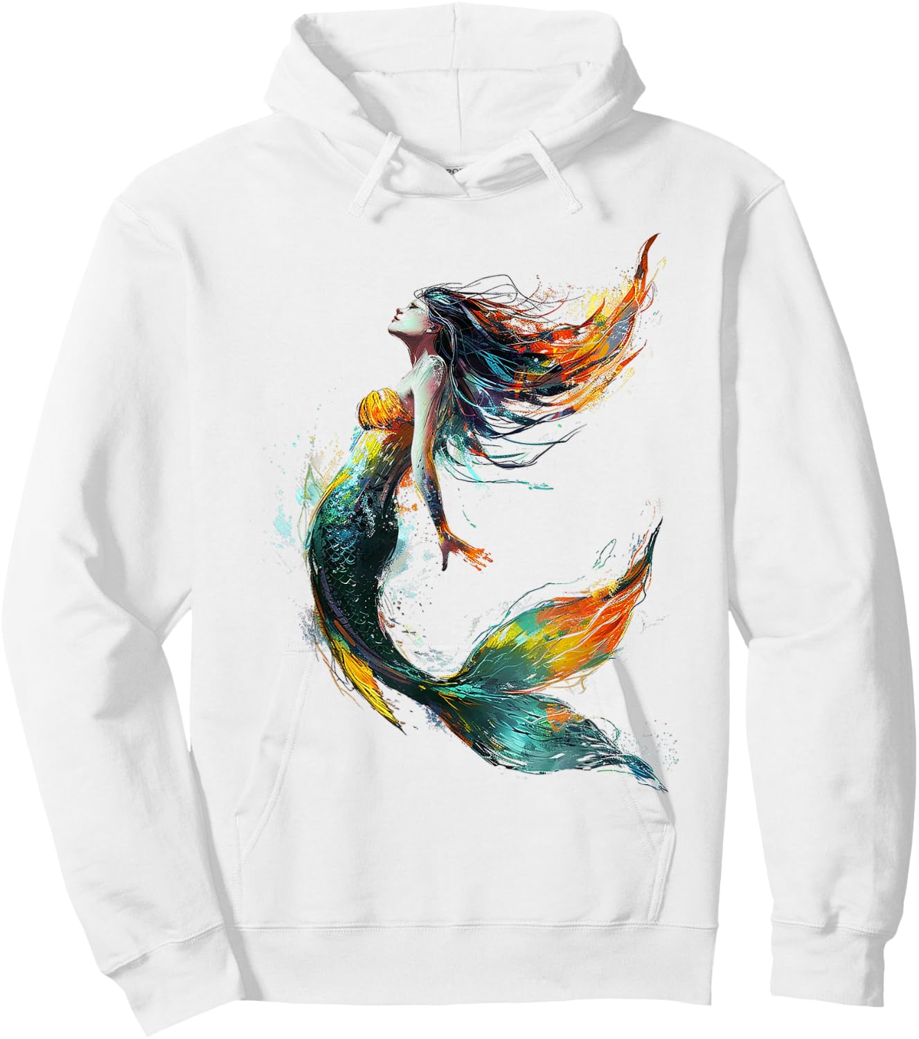 Mermaid Abstract Graphic Painting Art Women Mermaid Hoodie - Hoodie | White