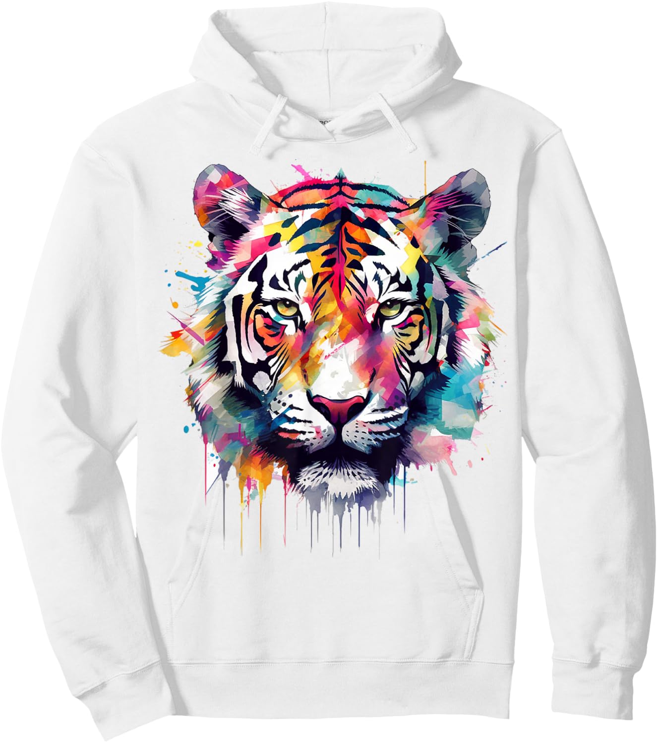 Tiger Artwork - Colourful Animal Art Tiger Hoodie - Hoodie | White