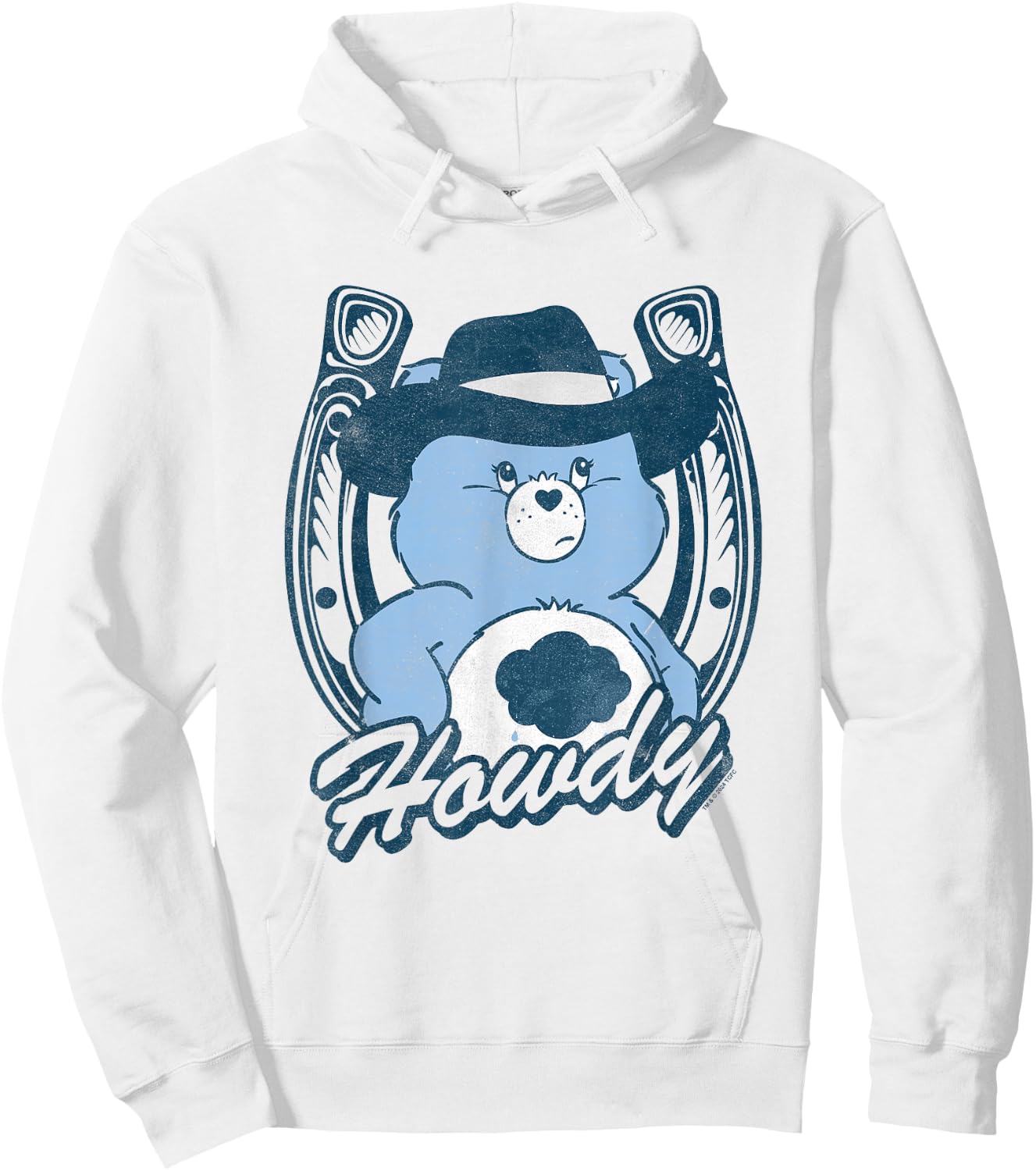 Care Bears Gruympy Bear Cowboy Howdy Retro Big Chest Logo Hoodie - Hoodie | White