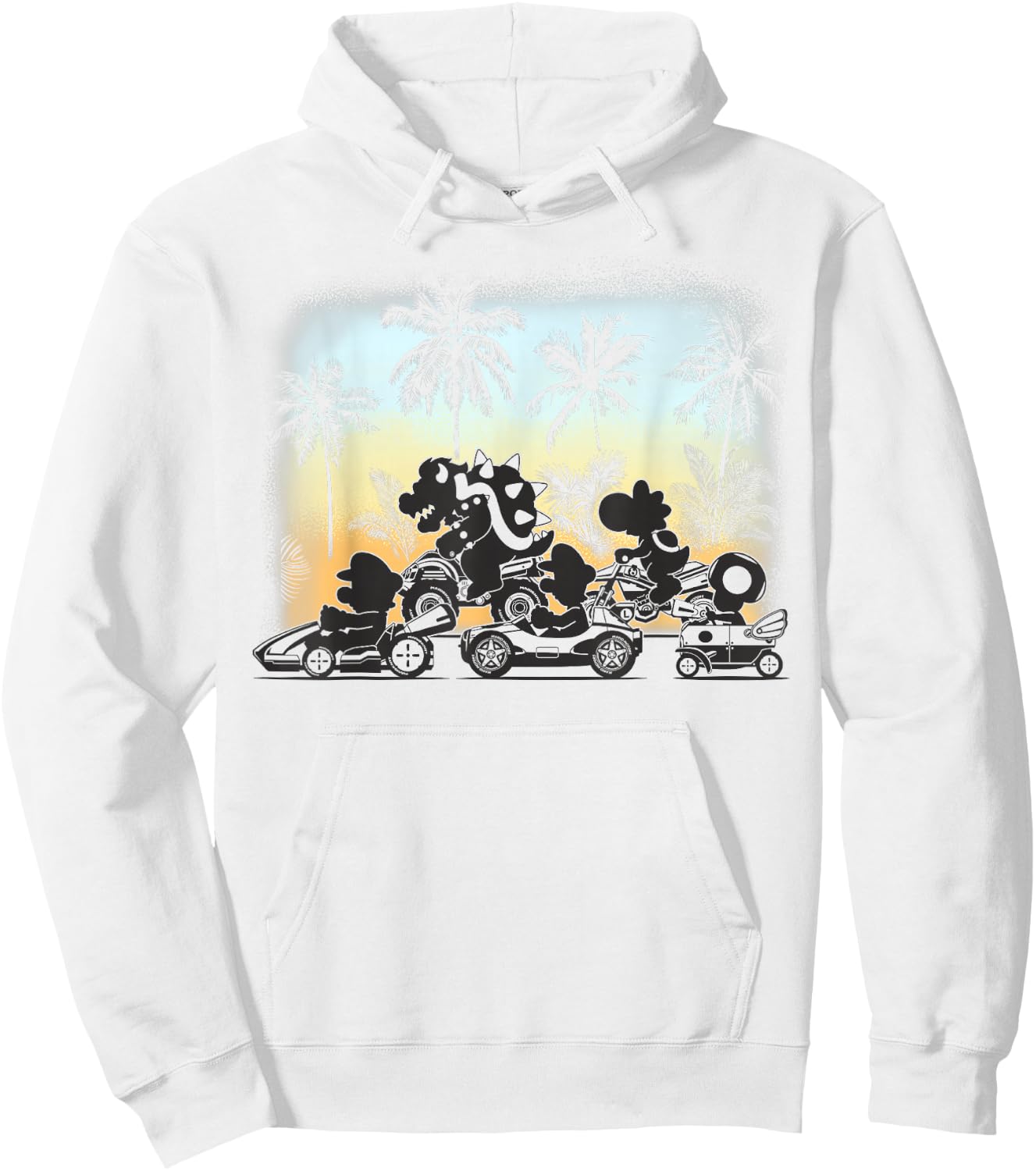 Mario Kart Tropical Silhouette Racers Hoodie - Hoodie | White