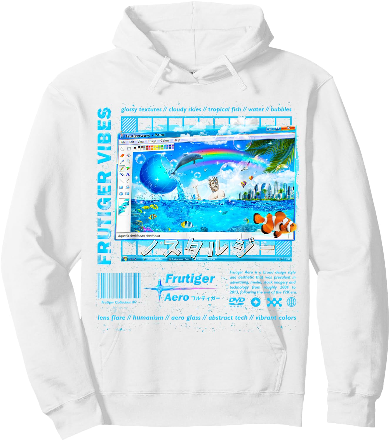 Frutiger Aero Fashion Collection - Frutiger Vibes Hoodie - Hoodie | White