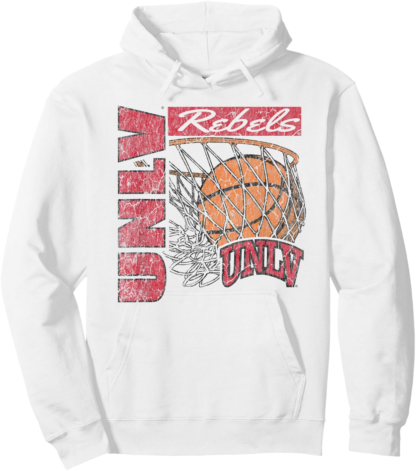UNLV Rebels Vintage Basketball 90's White Hoodie - Hoodie | White