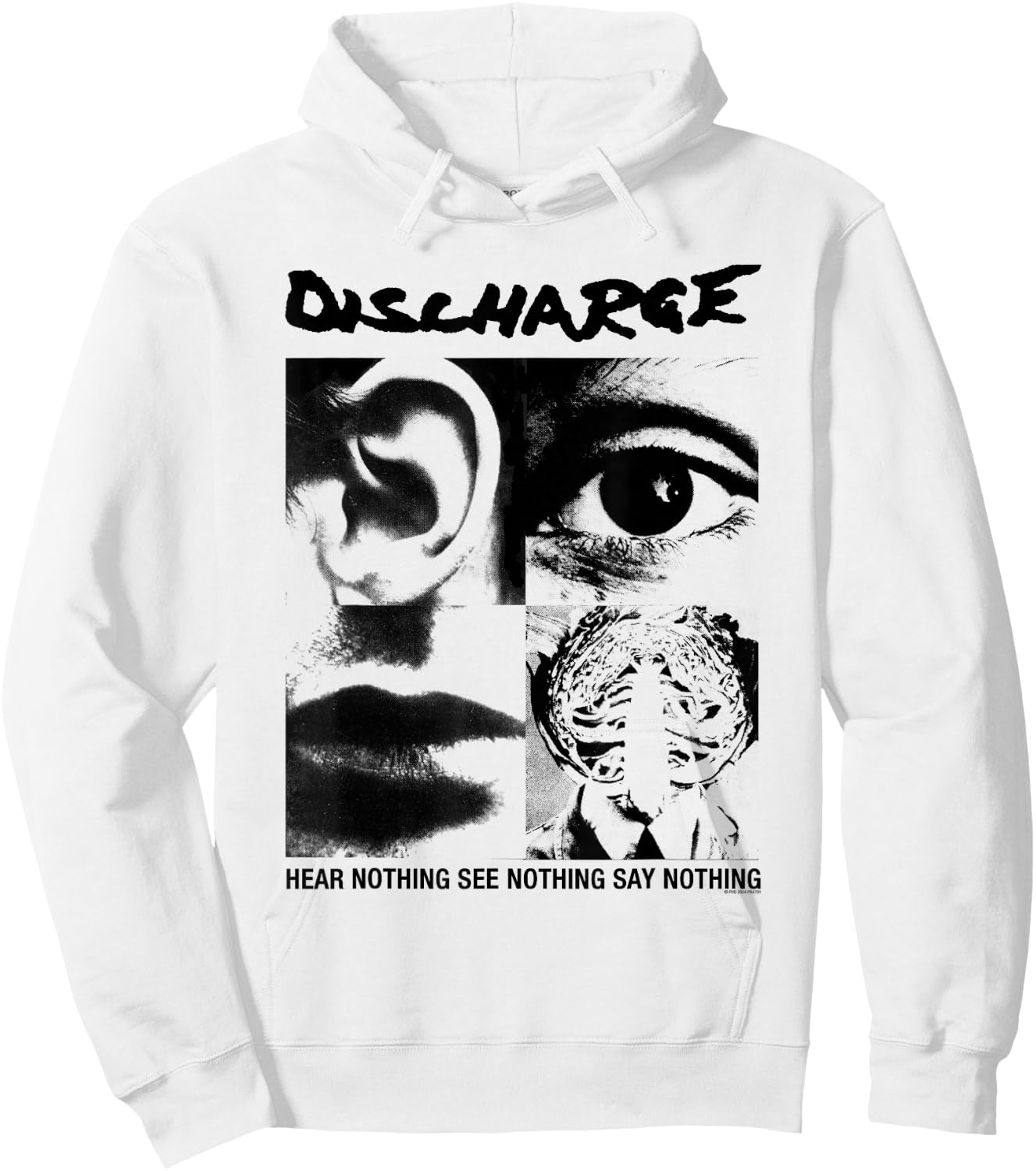 Discharge - Hear Nothing - Official Merchandise Hoodie - Hoodie | White