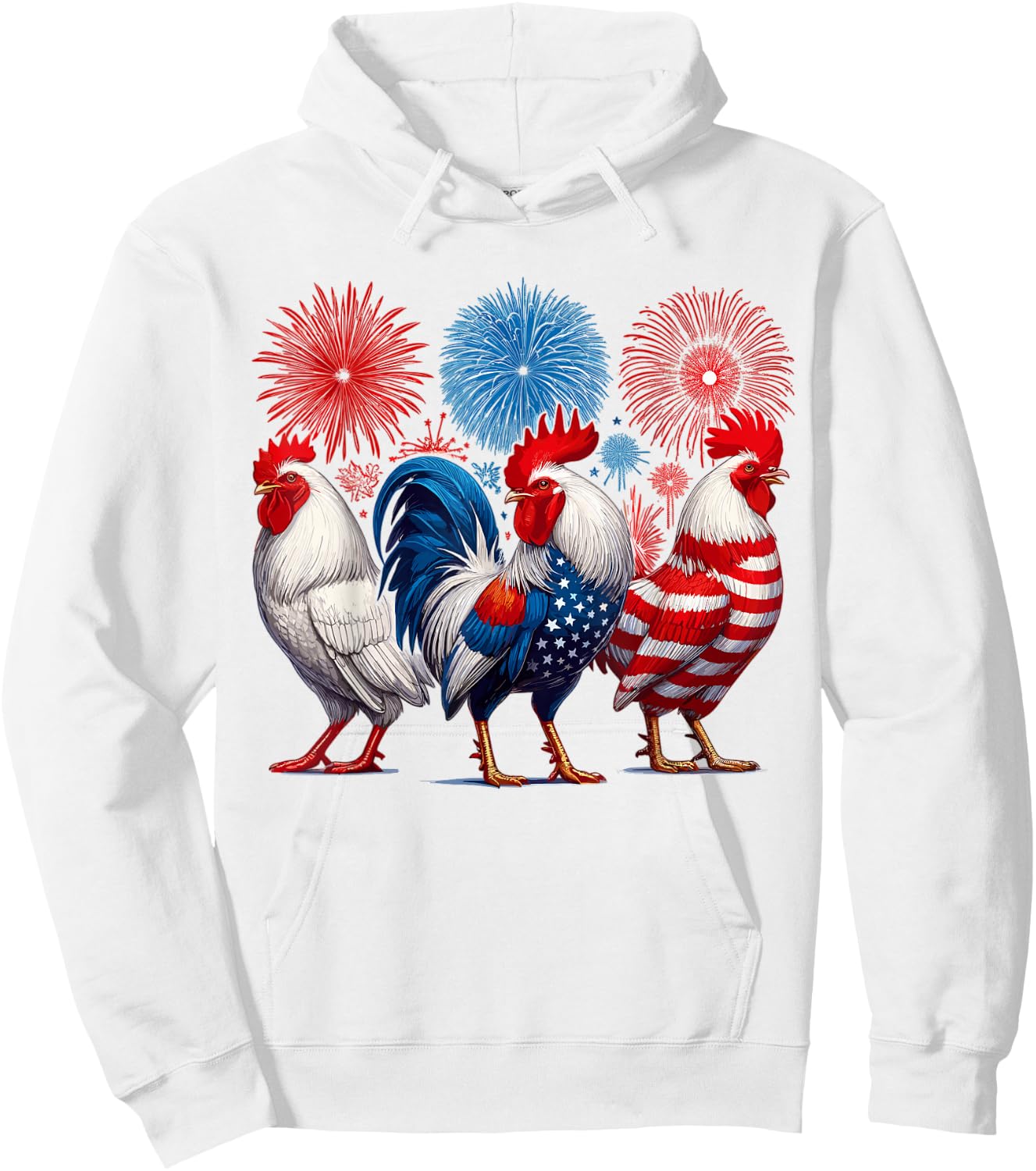 Chicken USA Flag Patriotic Chicken 4th of July Hoodie - Hoodie | White