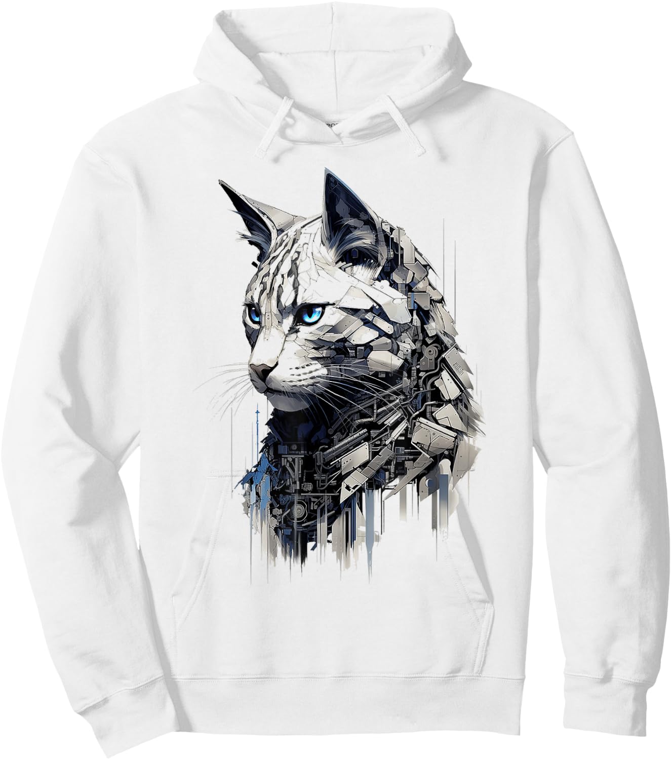 Cat Abstract Pet Drawing Artwork Animal Cat Women Kids Hoodie - Hoodie | White