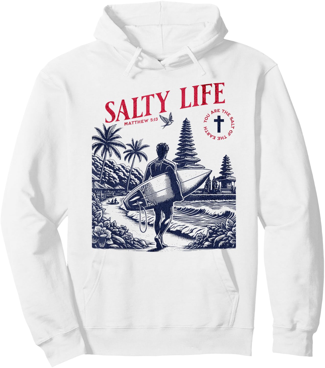 Salty Bible Verse Christian Faith Based Jesus Beach Modest Hoodie - Hoodie | White