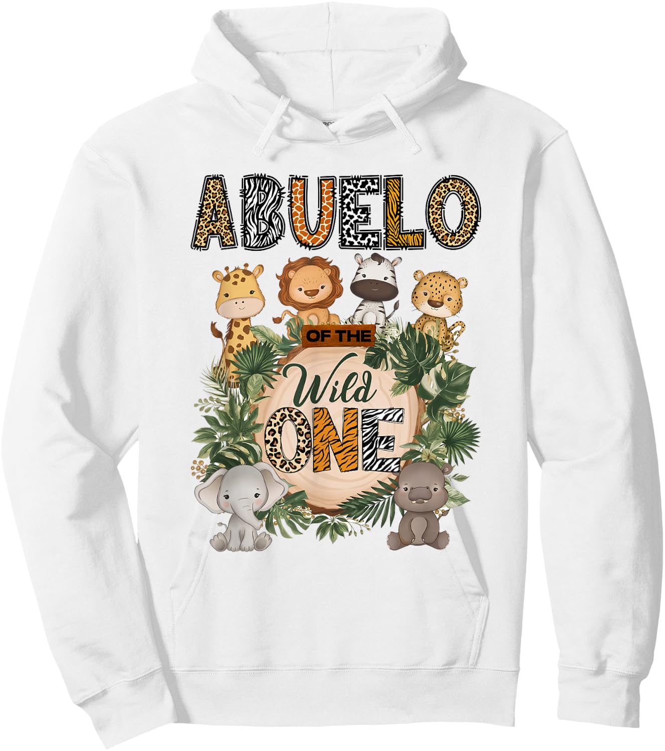 Abuelo of The Wild One 1St Birthday Kids Safari Jungle Hoodie - Hoodie | White