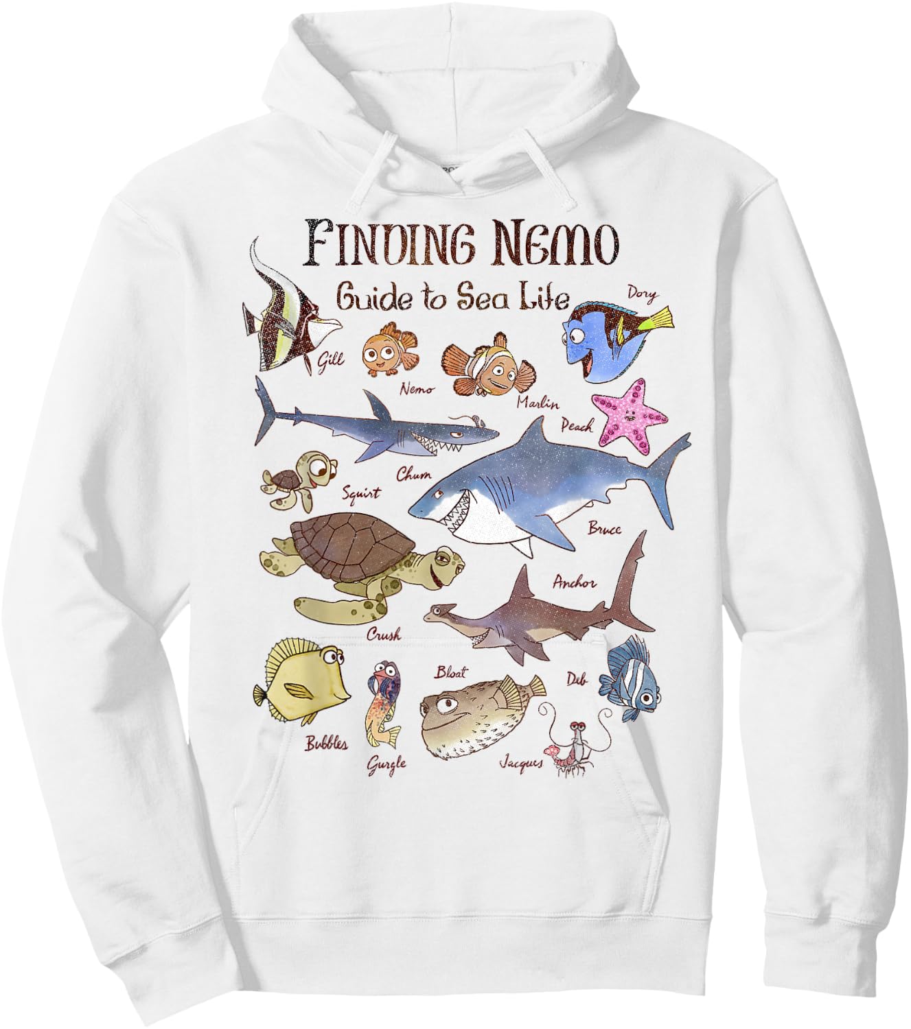 Disney Pixar Finding Nemo Guide To Sea Life Hoodie - Hoodie | White