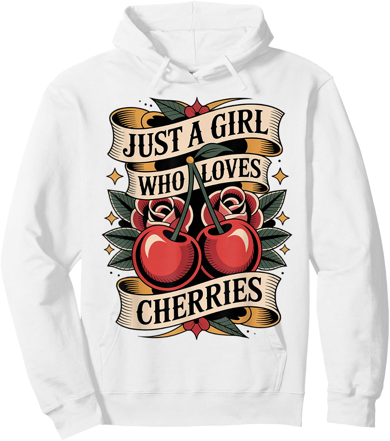 Just a Girl Who Loves Cherries - Cherry Fruit Lovers Hoodie - Hoodie | White