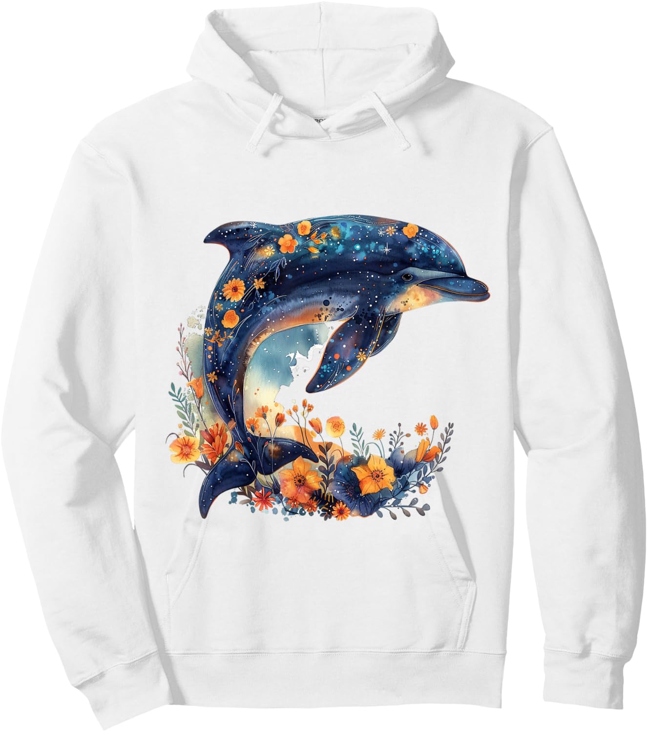 Floral Underwater Sea Dolphin Hoodie - Hoodie | White