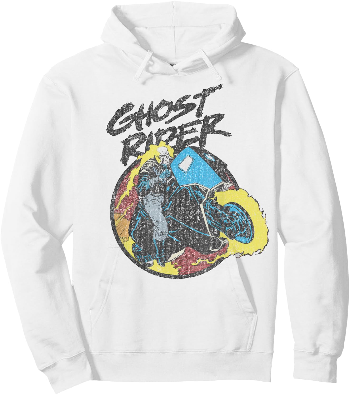 Marvel Ghost Rider Circle Portrait Action Shot Hoodie - Hoodie | White