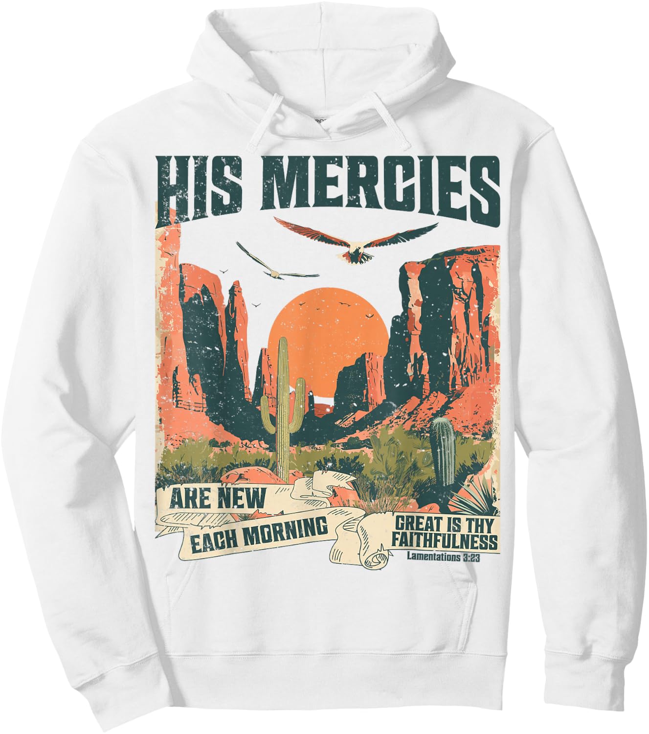 Boho Christian Verse Jesus Faith Based His Mercies Are New Hoodie - Hoodie | White