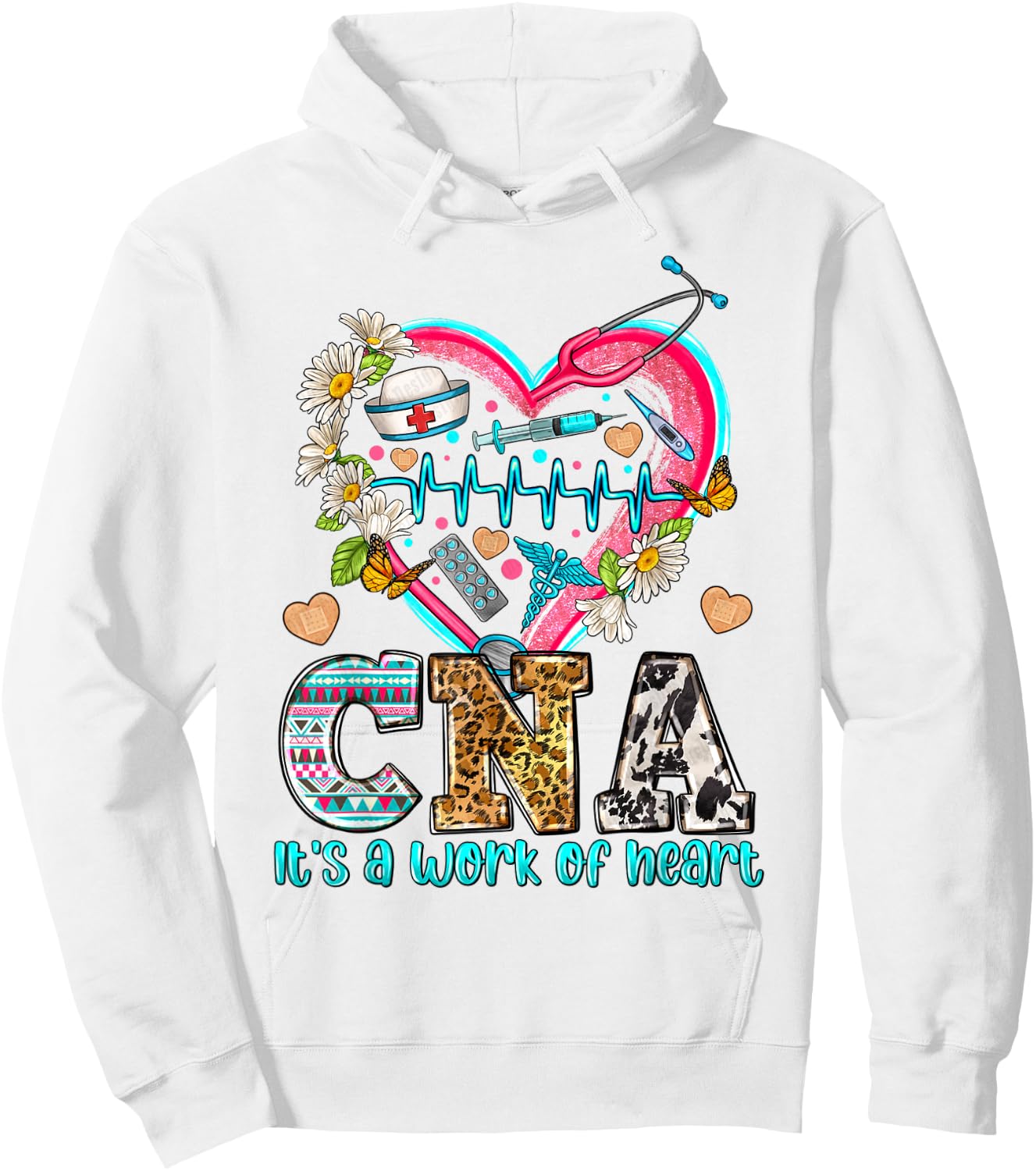 CNA Is a Work Of Heart, International Nurses Day, Nurse Hoodie - Hoodie | White