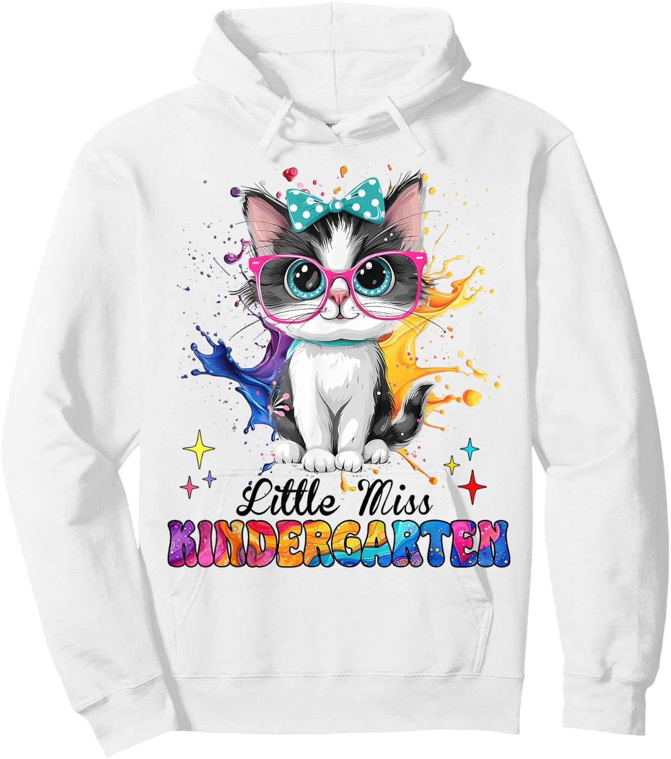 Little Miss Kindergarten Kitten Back To School Cat Girl Kids Hoodie - Hoodie | White