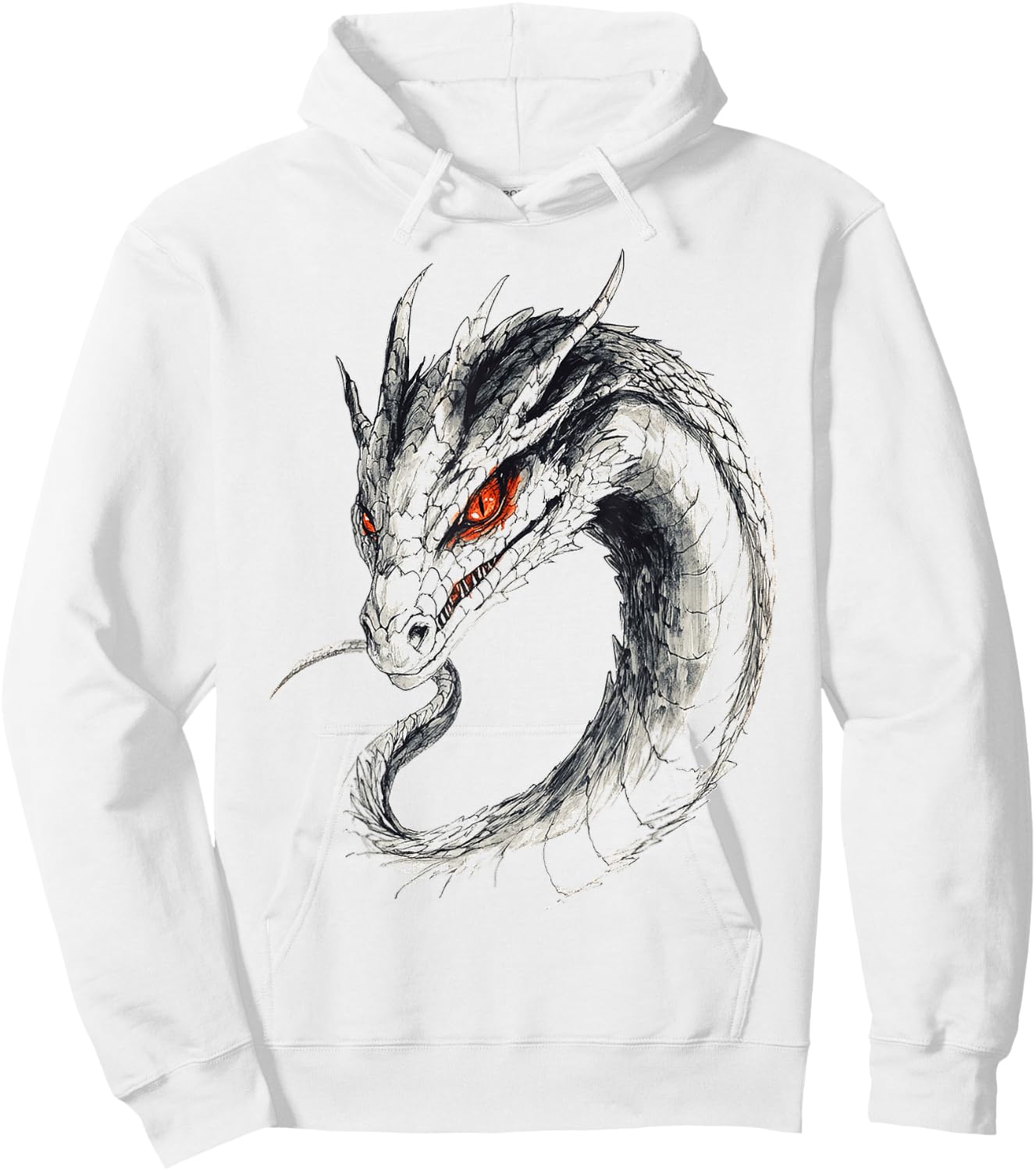Basilisk Mythical Graphic Fantasy Illustration Basilisk Hoodie - Hoodie | White