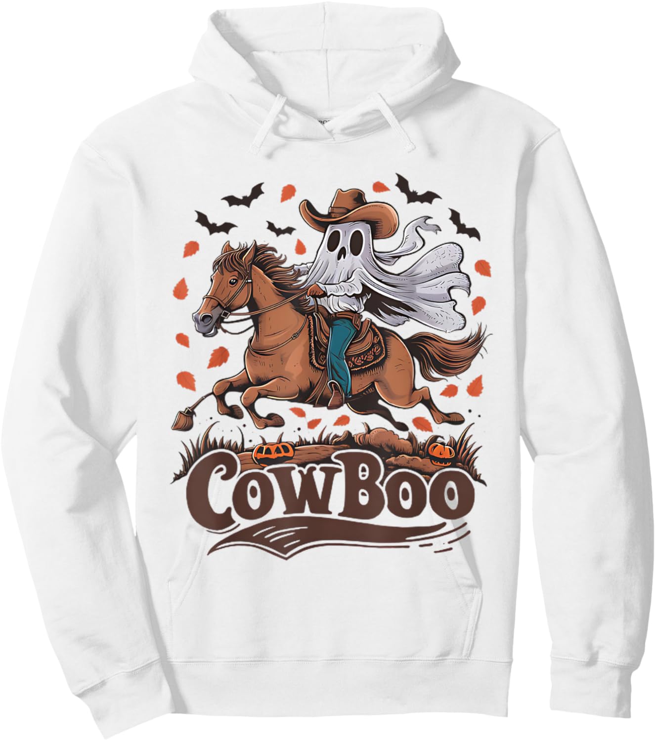 Fun Cowboo Ghost Riding Horse Western Cowboy Ghost Halloween Hoodie - Hoodie | White