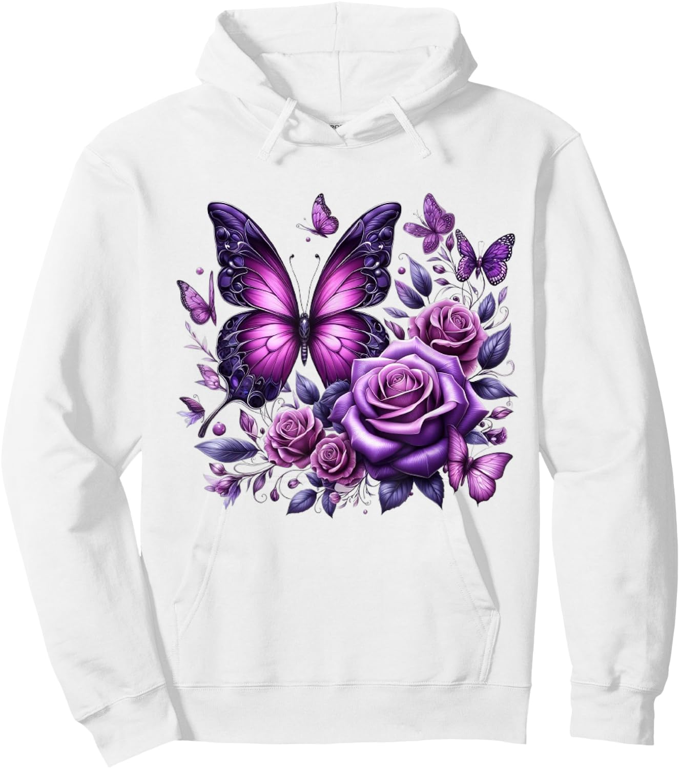 Beautiful Butterfly Purple Rose Butterfly Lovers Gifts Women Hoodie - Hoodie | White