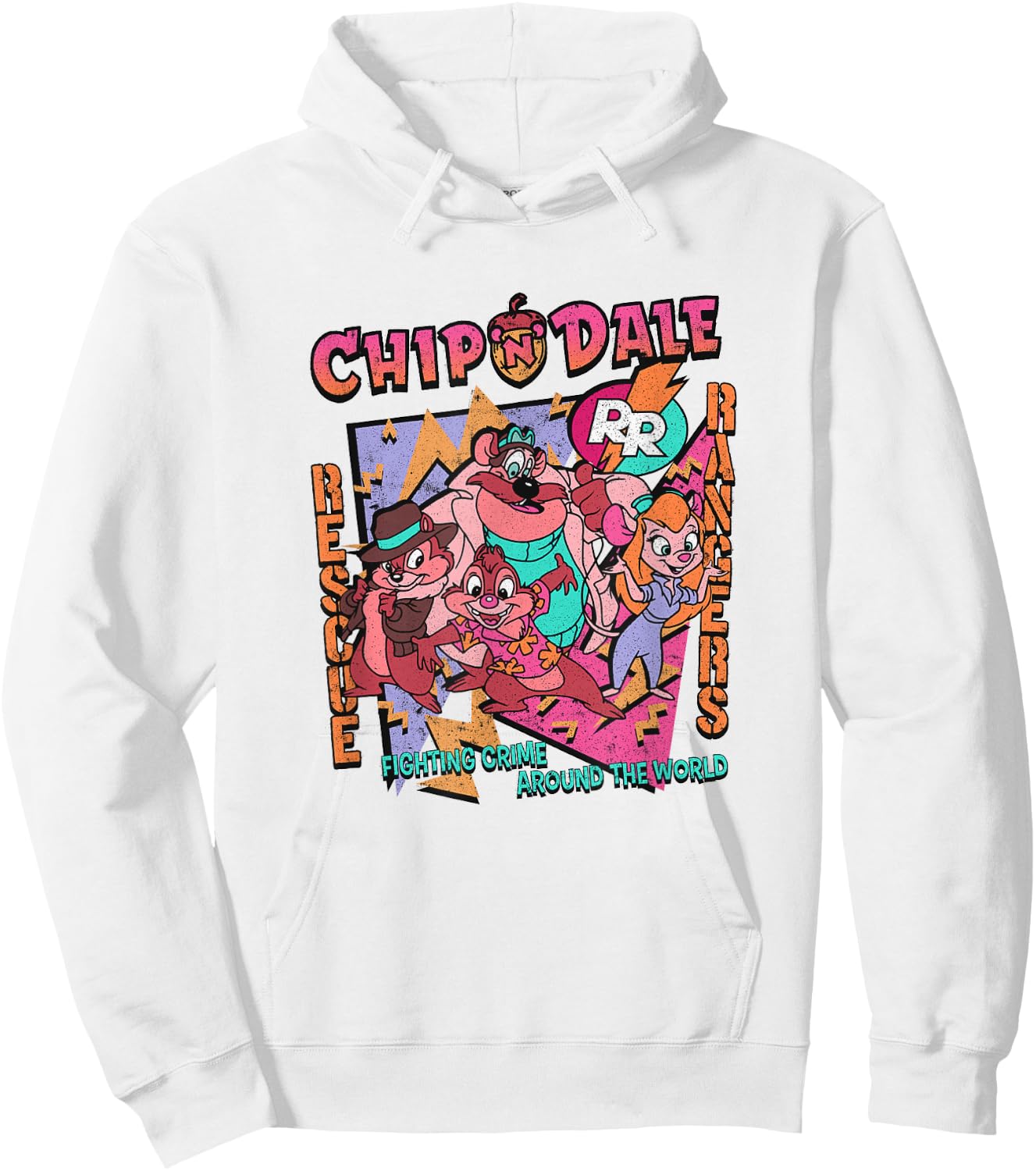 Disney Chip 'n' Dale Rescue Rangers Group Shot Retro Logo Hoodie - Hoodie | White