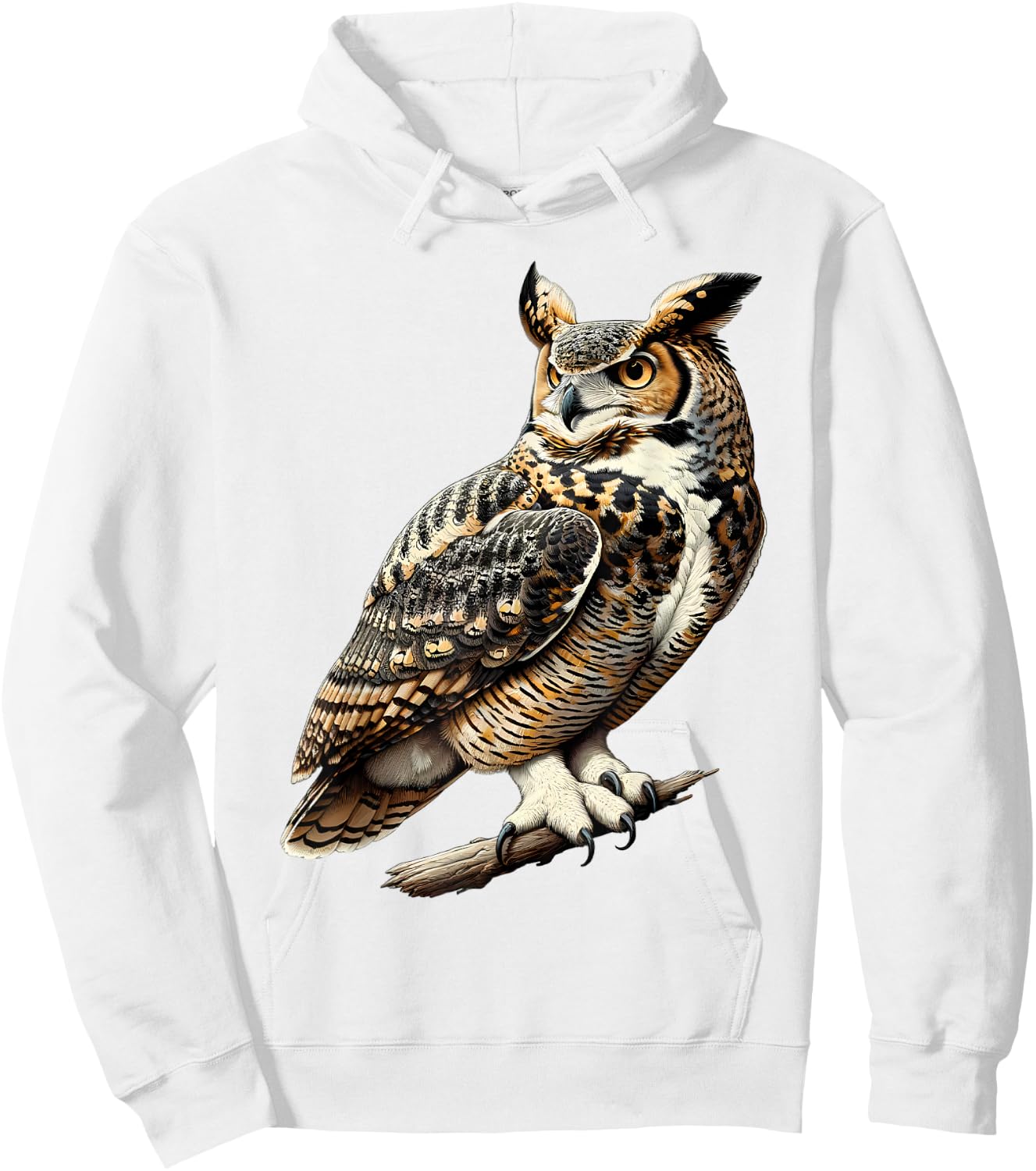 Great Horned Owl Hoodie - Hoodie | White