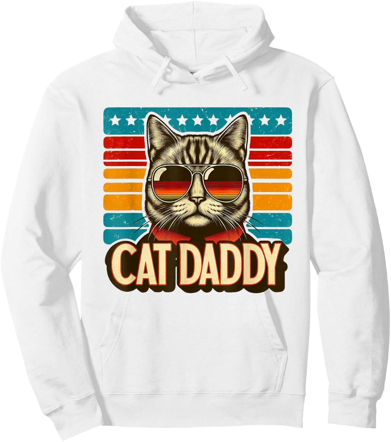 Cat Daddy Funny Cool Cat Father's Day Retro Cat Dad Hoodie - Hoodie | White