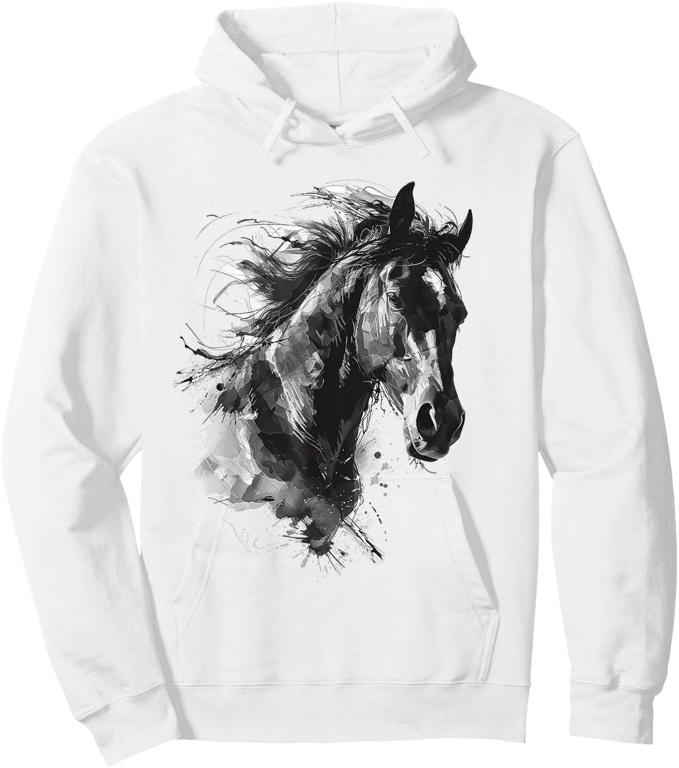 Horse Animal Print Zoo Abstract Illustration Drawing Horse Hoodie - Hoodie | White