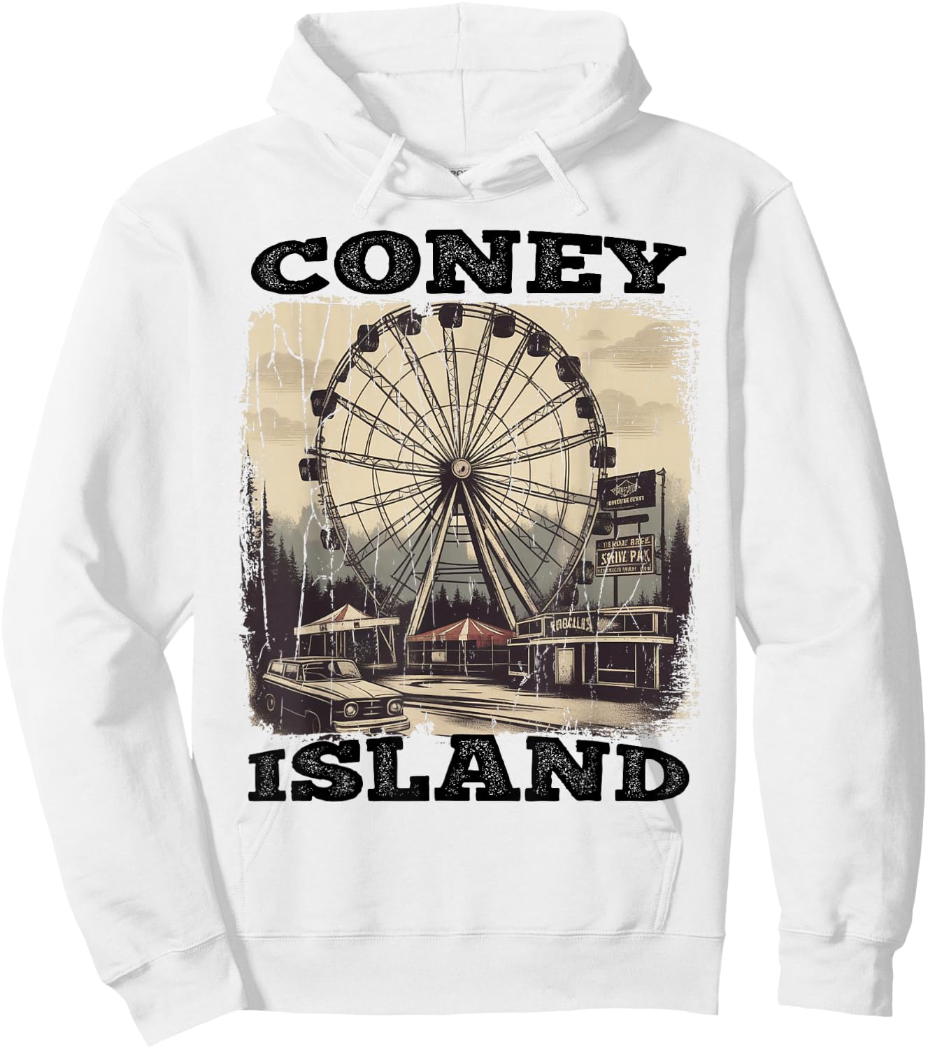 Vintage Ferris Wheel New York Coney Island Brooklyn Hoodie - Hoodie | White