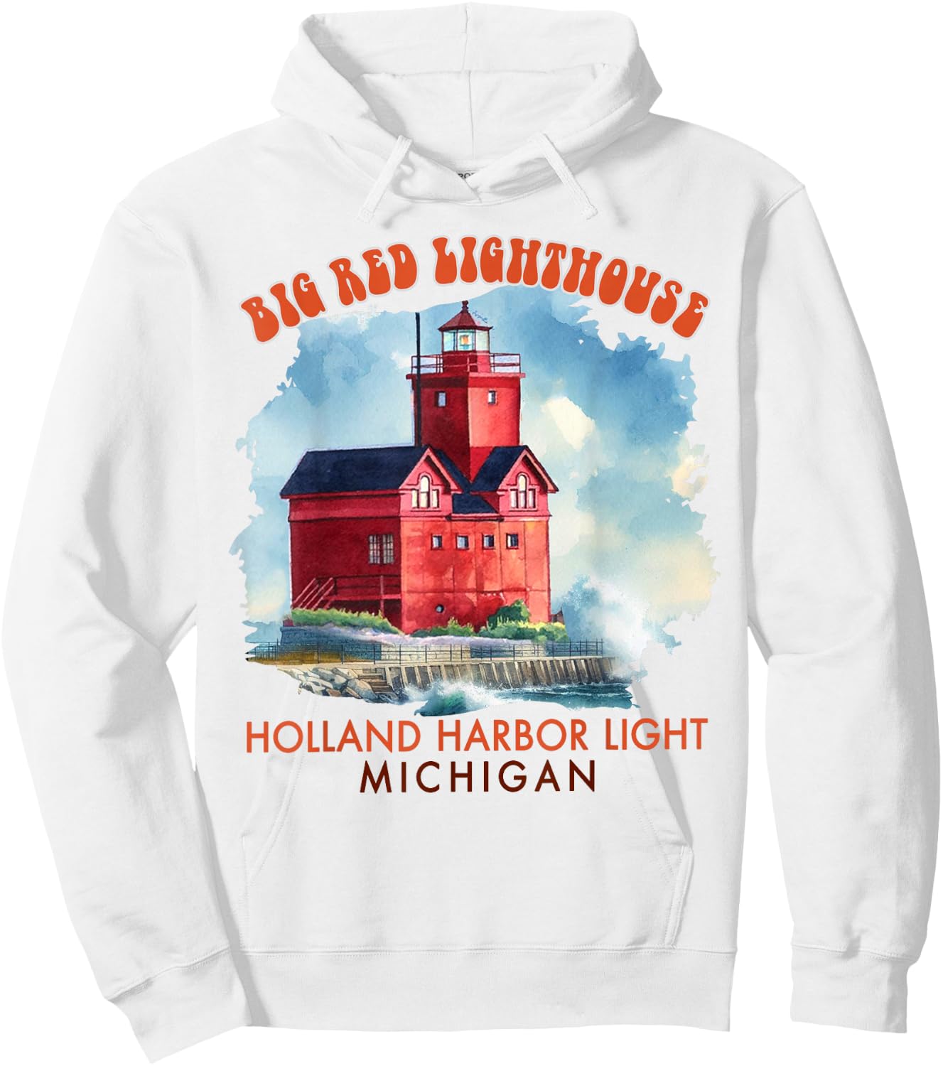 Big Red Lighthouse Holland Harbor Light Michigan Traveling Hoodie - Hoodie | White