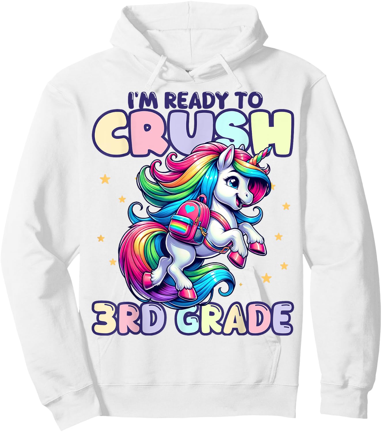 Crush 3rd Grade Girls Back to School Unicorn First Day Cute Hoodie - Hoodie | White