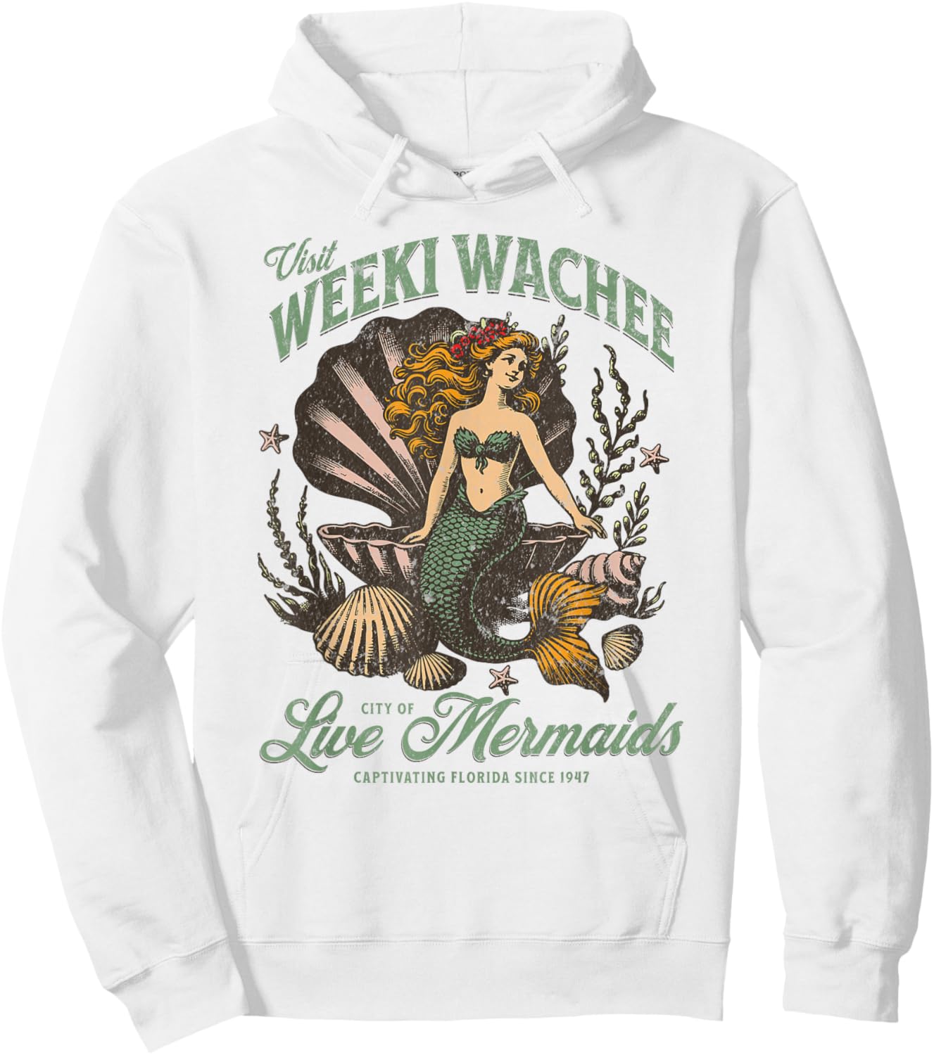 Visit Weeki Wachee City of Mermaids Florida 1947 Tourist Hoodie - Hoodie | White