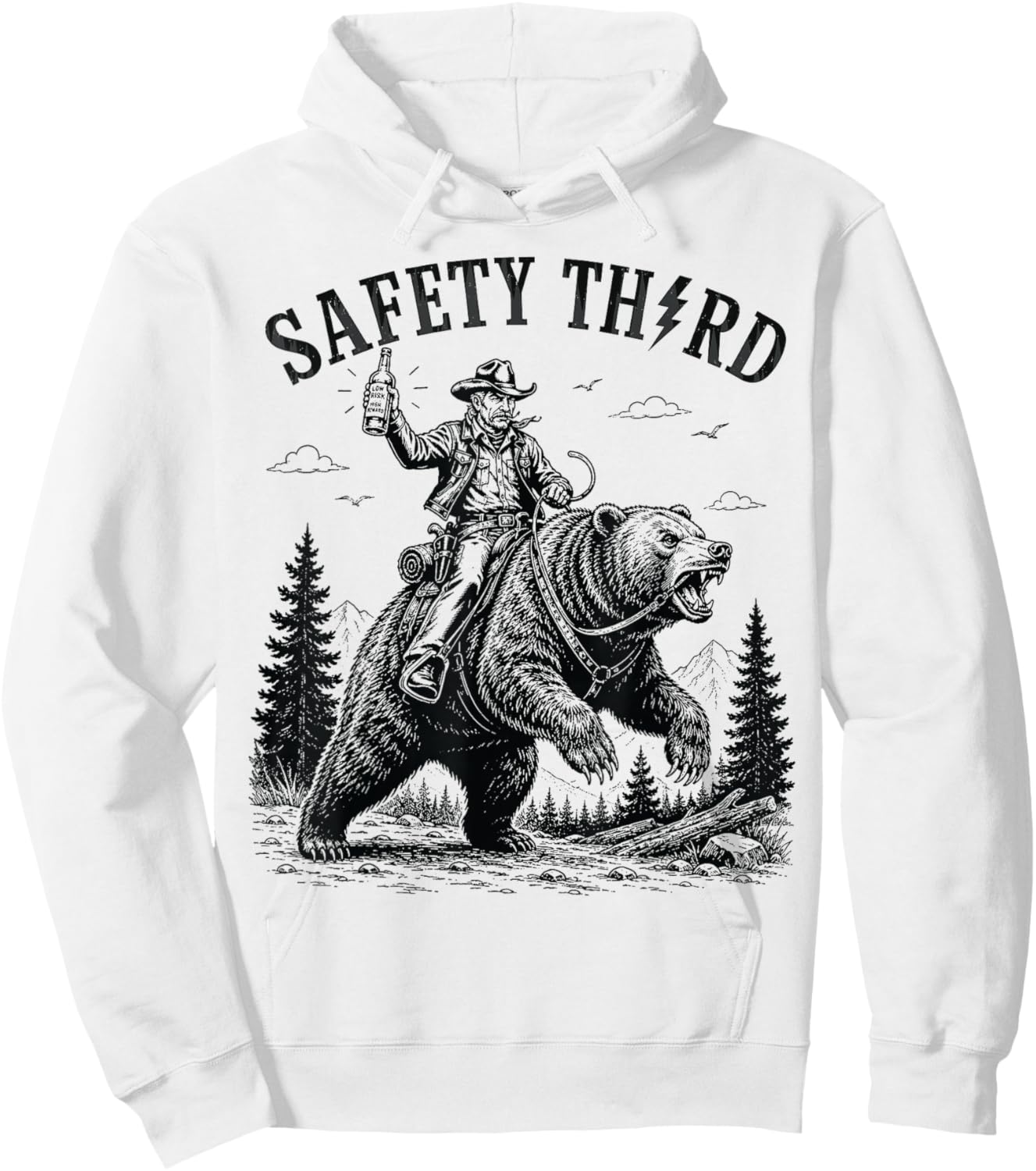 Safety Third Funny Cool Men Women Grizzly Bear Nature Crazy Hoodie - Hoodie | White