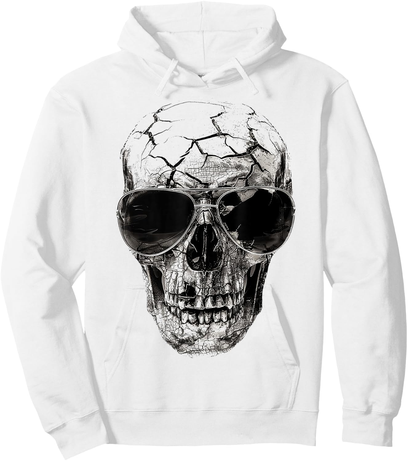 Skull Costume Halloween Spooky Sunglasses Art Skull Hoodie - Hoodie | White
