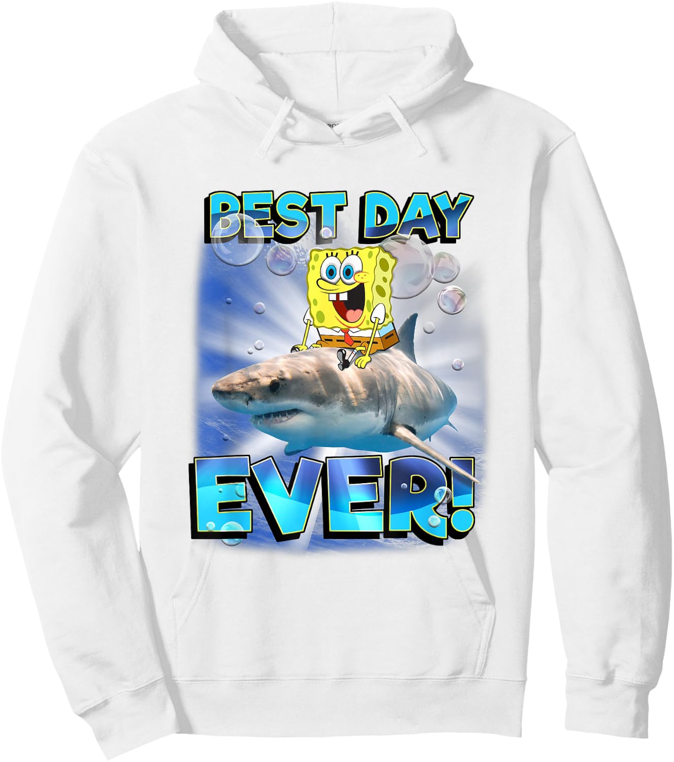 SpongeBob SquarePants Best Day Ever Riding Shark Hoodie - Hoodie | White