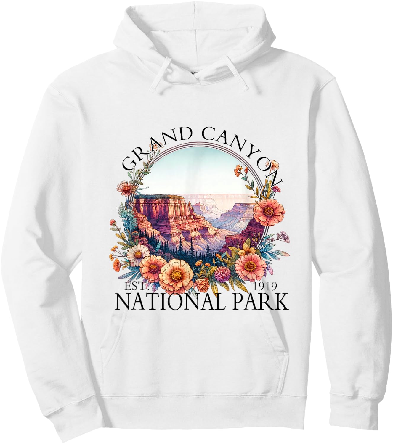 Floral Grand Canyon National Park Hiking Camping Outdoor Hoodie - Hoodie | White