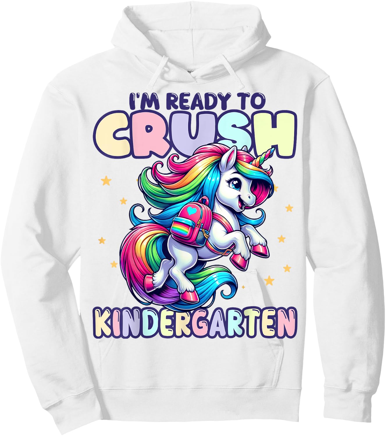 Crush Kindergarten Girls Back to School Unicorn First Day Hoodie - Hoodie | White