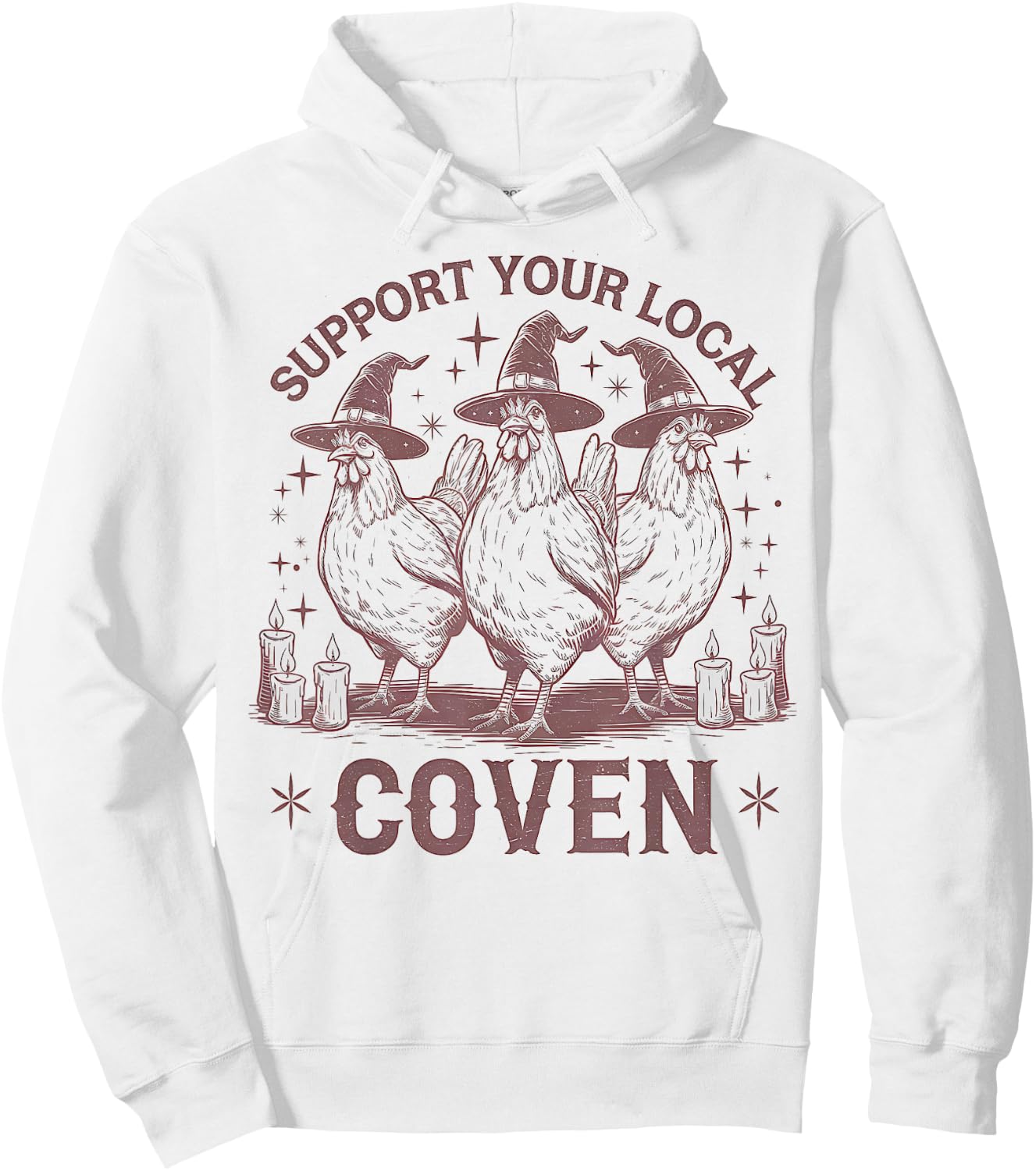 Support Your Local Coven Chicken Farm Funny Witch Halloween Hoodie - Hoodie | White