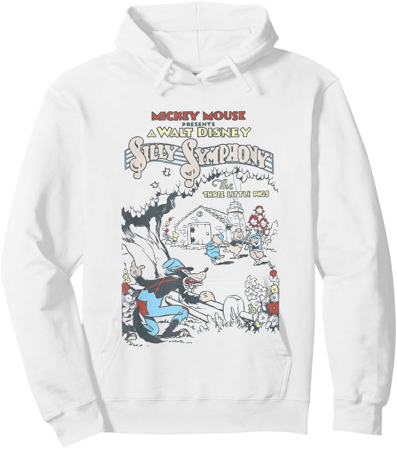 Disney Silly Symphonies Present The Three Little Pigs Retro Hoodie - Hoodie | White
