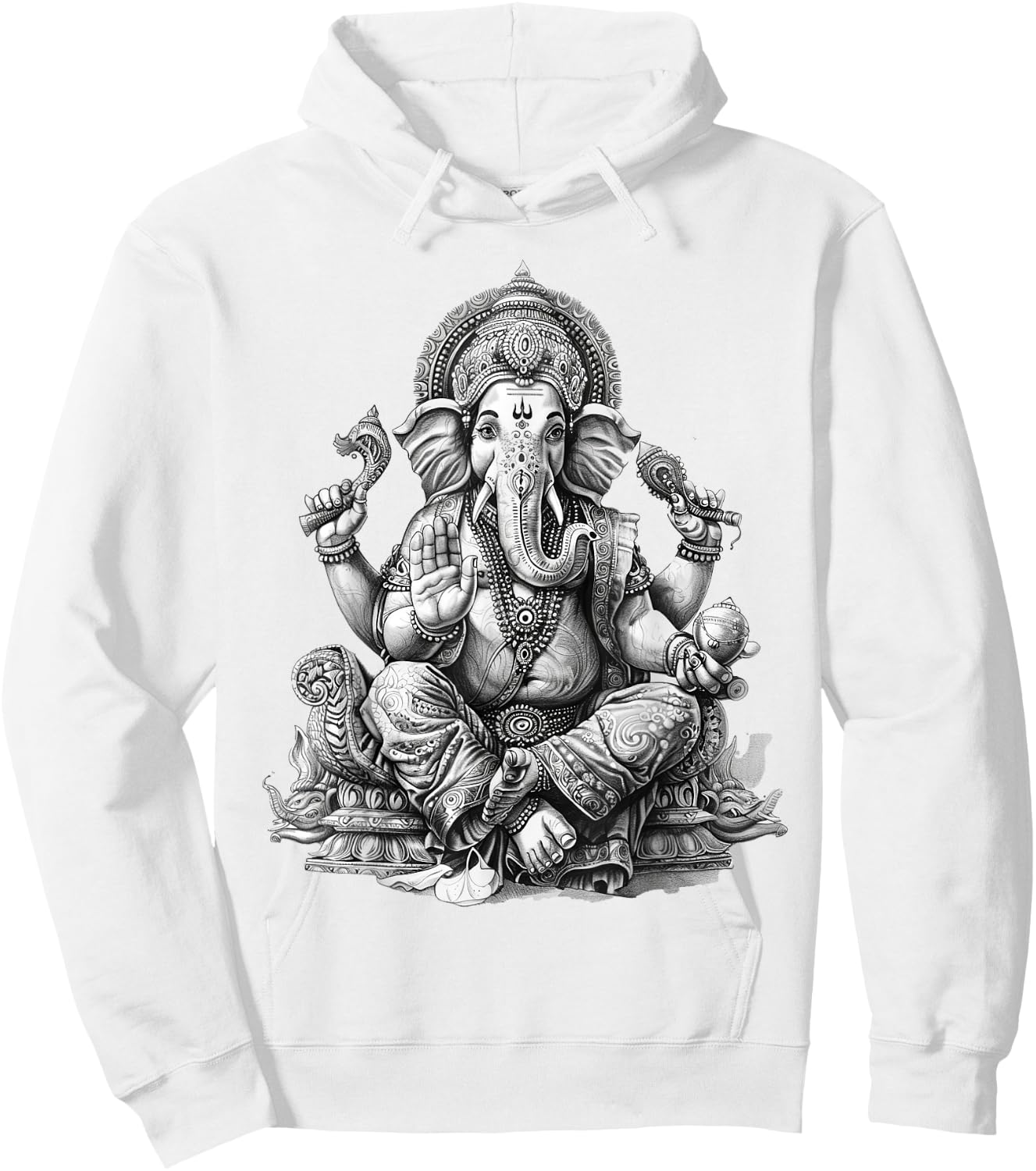 Ganesh spiritual hindu god elephant yoga meditation Hoodie - Hoodie | White