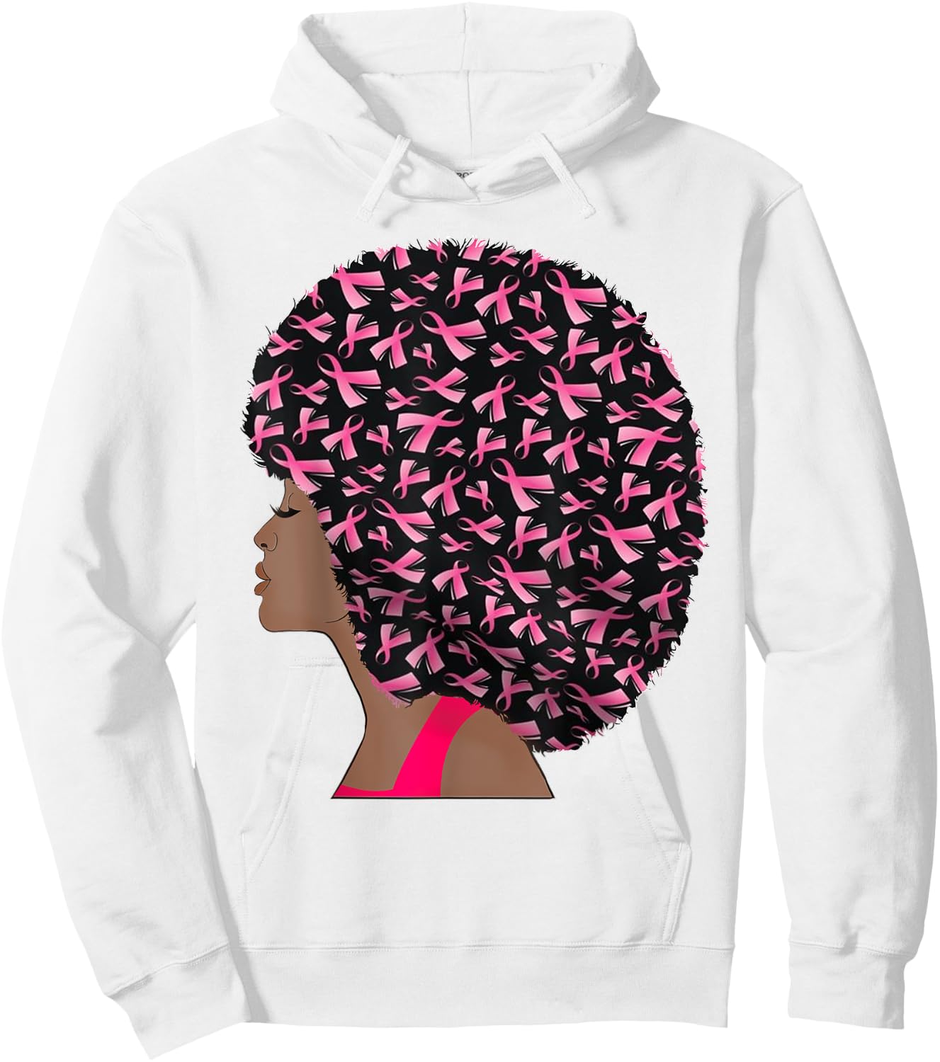 In October We Wear Pink Black Woman Breast Cancer Awareness Hoodie - Hoodie | White