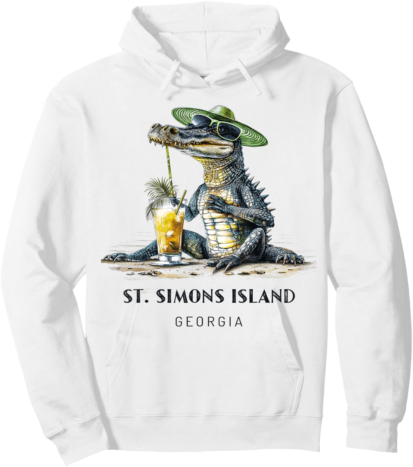 St. Simons Island Georgia Hoodie - Hoodie | White