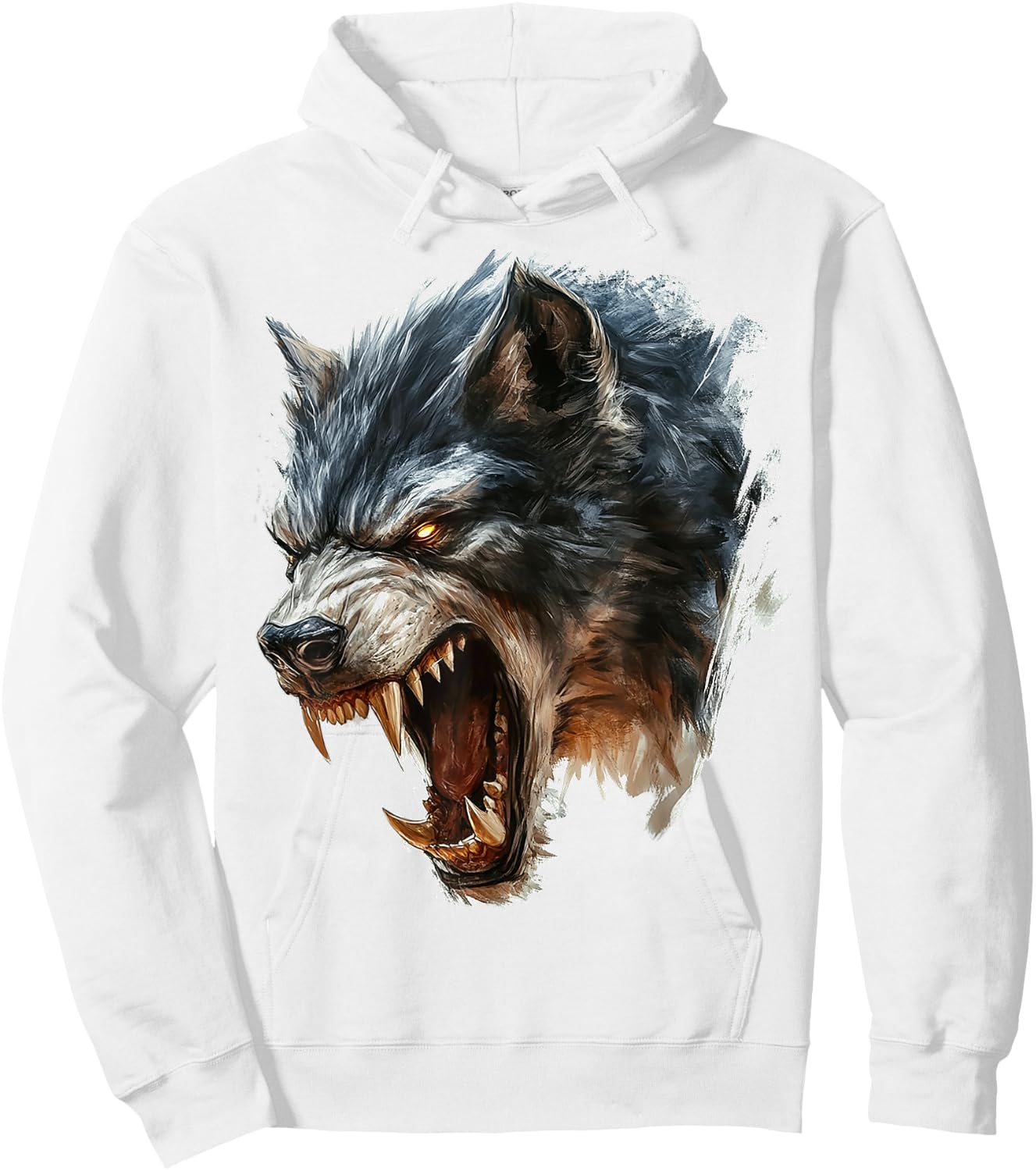 Werewolf Mythical Motif Fantasy Illustration Werewolf Hoodie - Hoodie | White