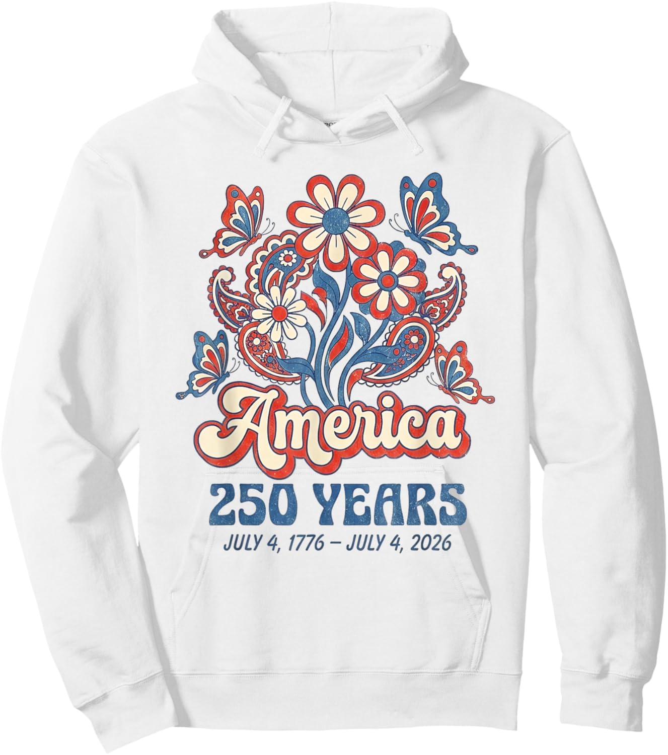 250 Anniversary USA Merchandise Women Patriotic 4th of July Hoodie - Hoodie | White