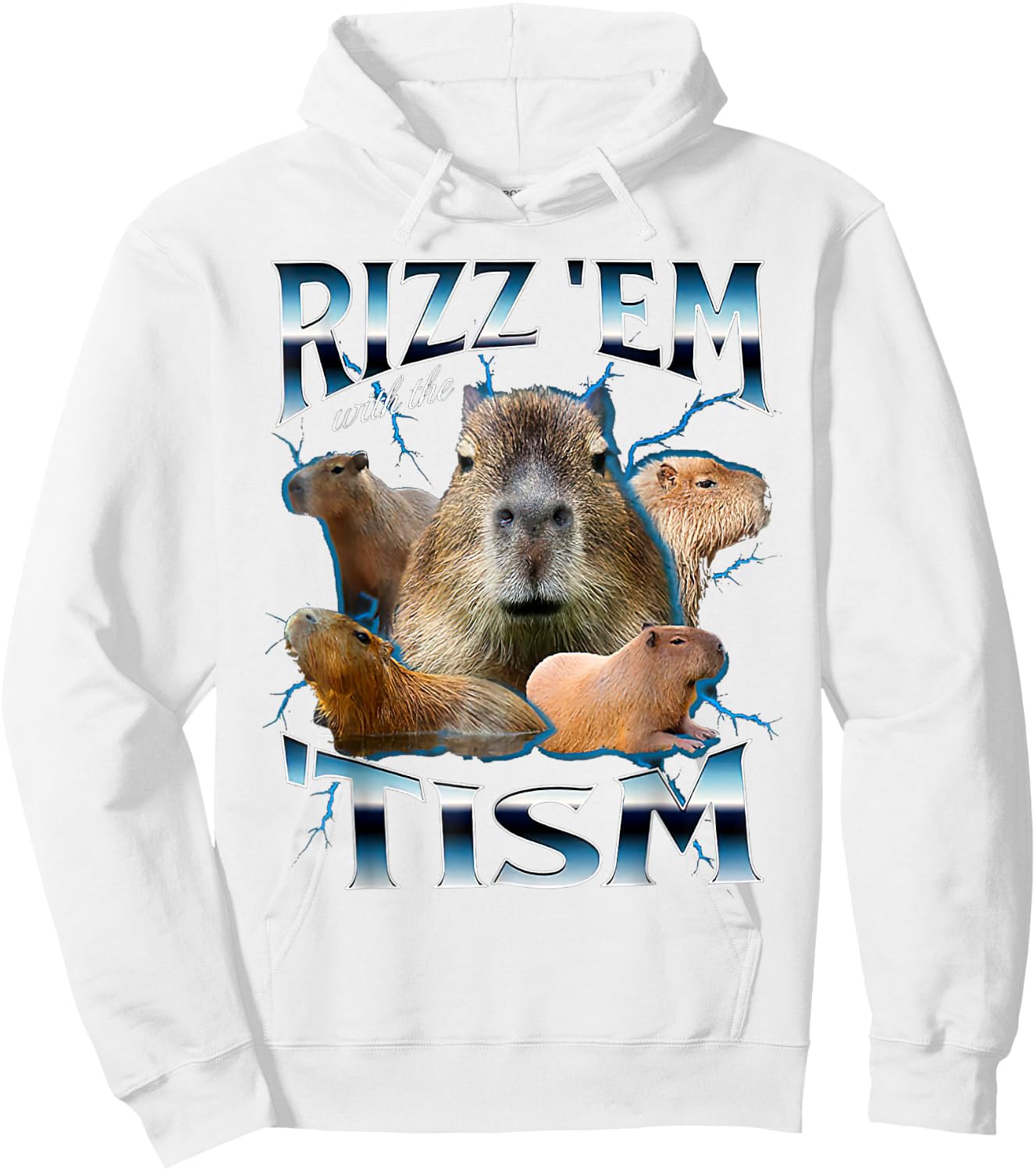 Rizz Em With The Tism Capybara Funny Oddly Dank Meme Hoodie - Hoodie | White