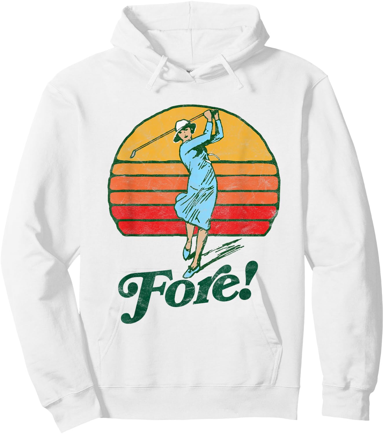 Fore! Vintage Female Golf Retro Funny Woman Golfer Graphic Hoodie - Hoodie | White